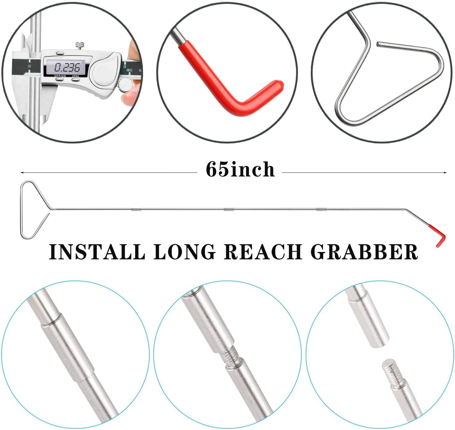 OUMANDE 12 Pcs Professional Long Reach Tool Kit, Emergency Car Kit with Big Easy Entry Long Big Reach Grabber, Inflatable Air Pump Wedge, Non Marring Wedge