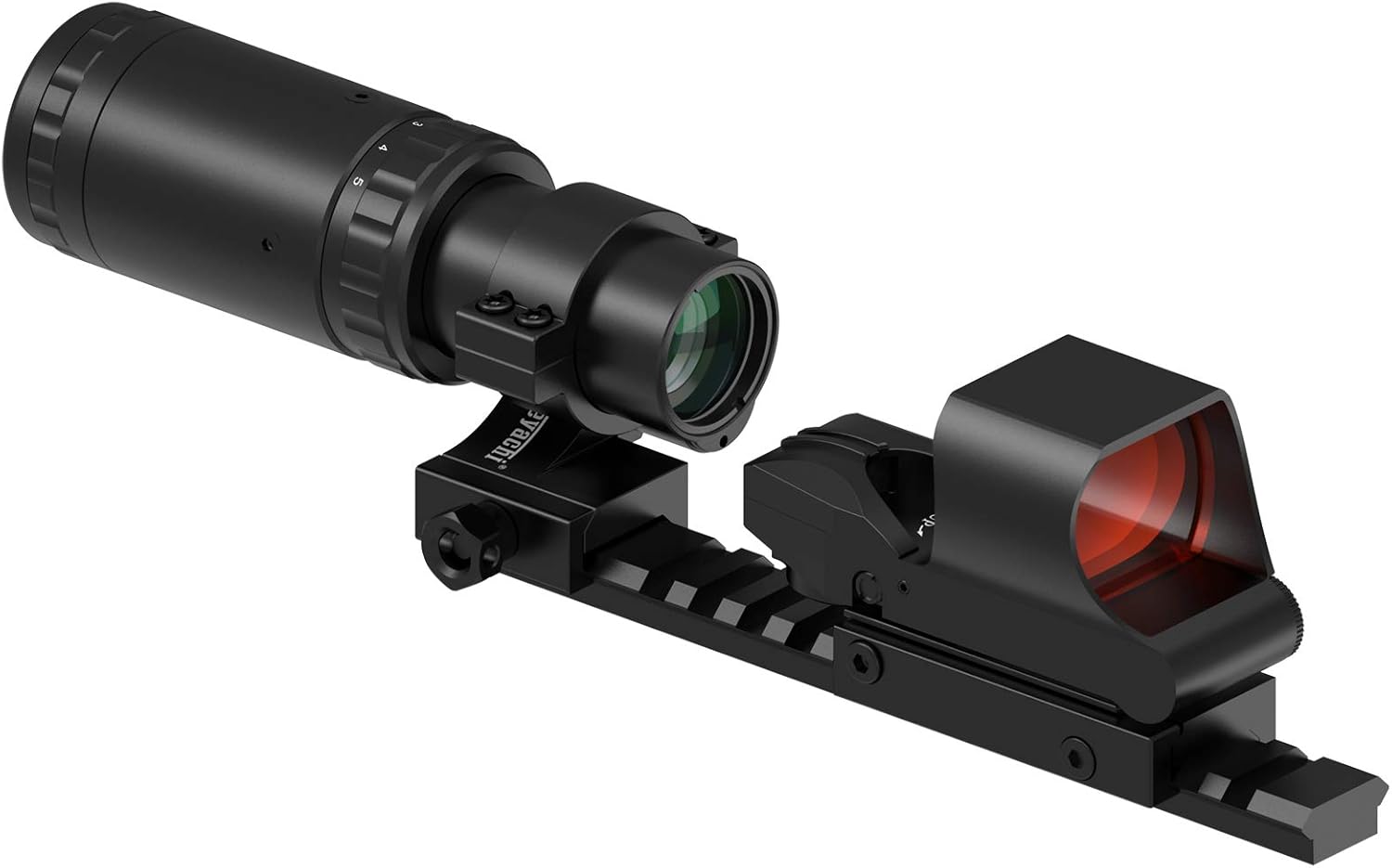 Feyachi M37 1.5X - 5X Red Dot Magnifier with RS-30 Reflex Sight Combo Kit, Multiple Reticle System Red Dot Sight & Magnifier Built-in Flip Mount Combo