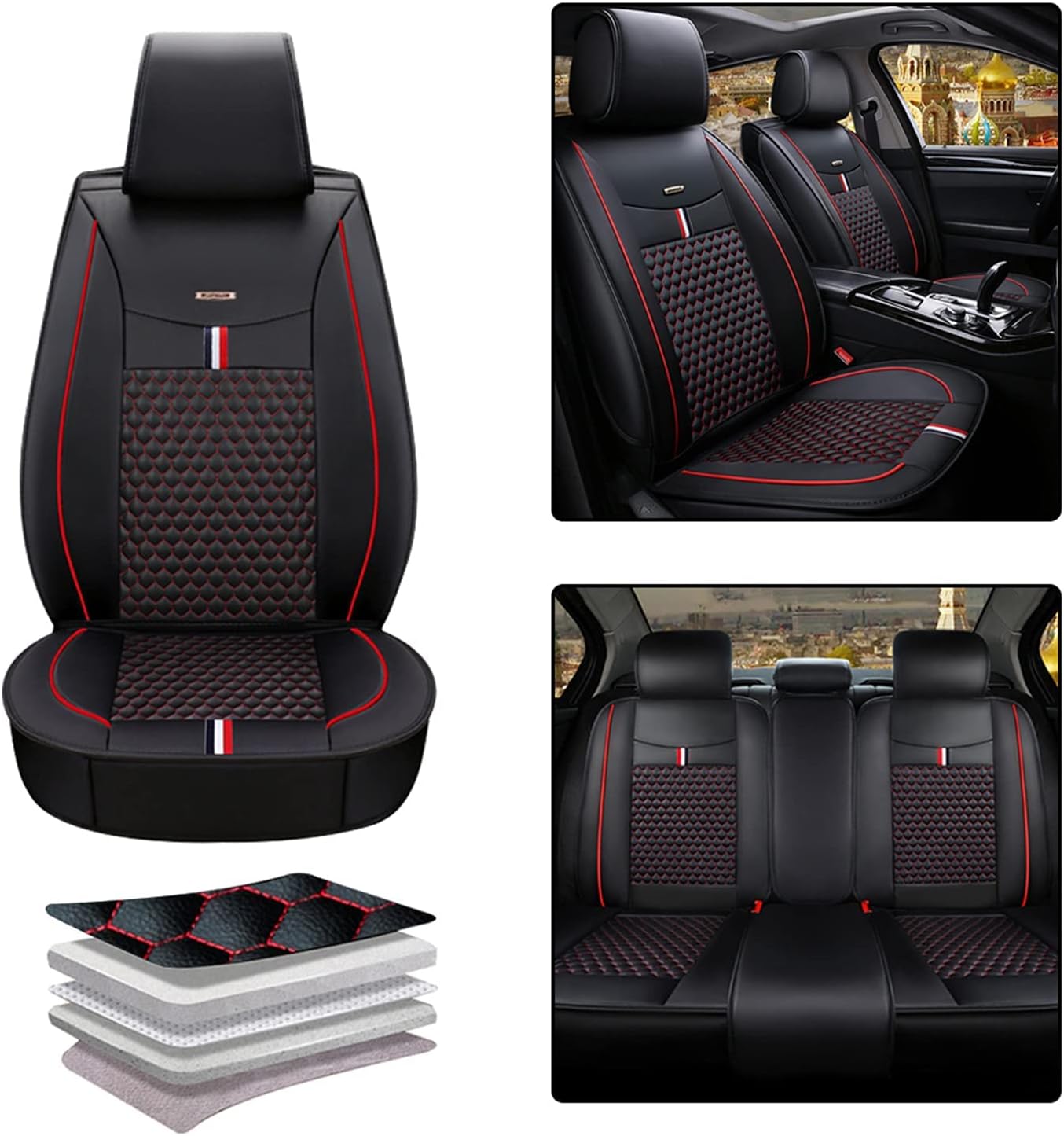 Blackwheel Car Seat Cover for Toyota 4Runner 4 Runner 2000-2019 Front Rear Automotive Vehicle Seat Cushion Cover Airbag Compatible 5-Seat