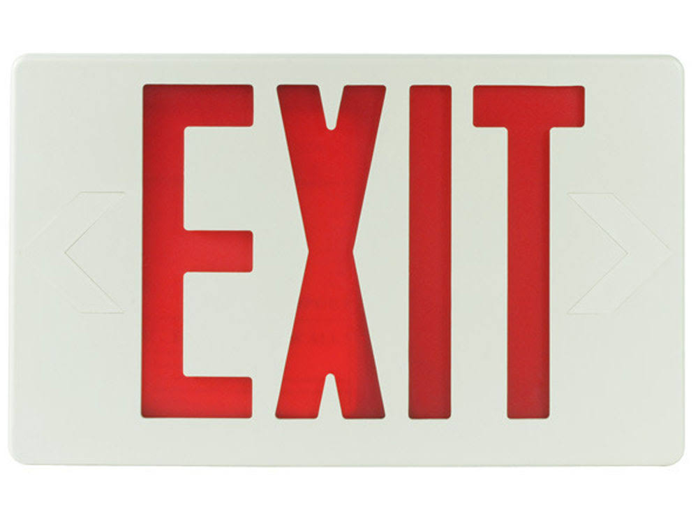Exitronix VEX-U-BP-WB-WH-R6 - LED Exit Sign - White Thermoplastic - Double Face - Red Letters