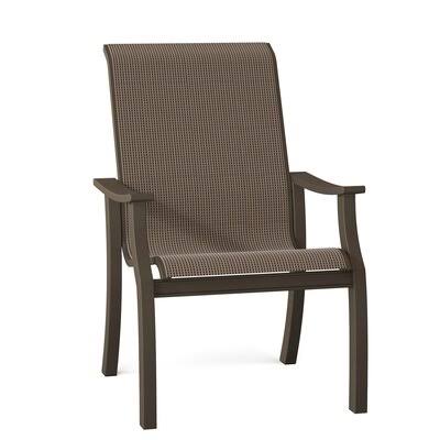 St. Catherine Patio Dining Armchair Telescope Casual Frame Color: Textured Beachwood, Seat Color: Harper