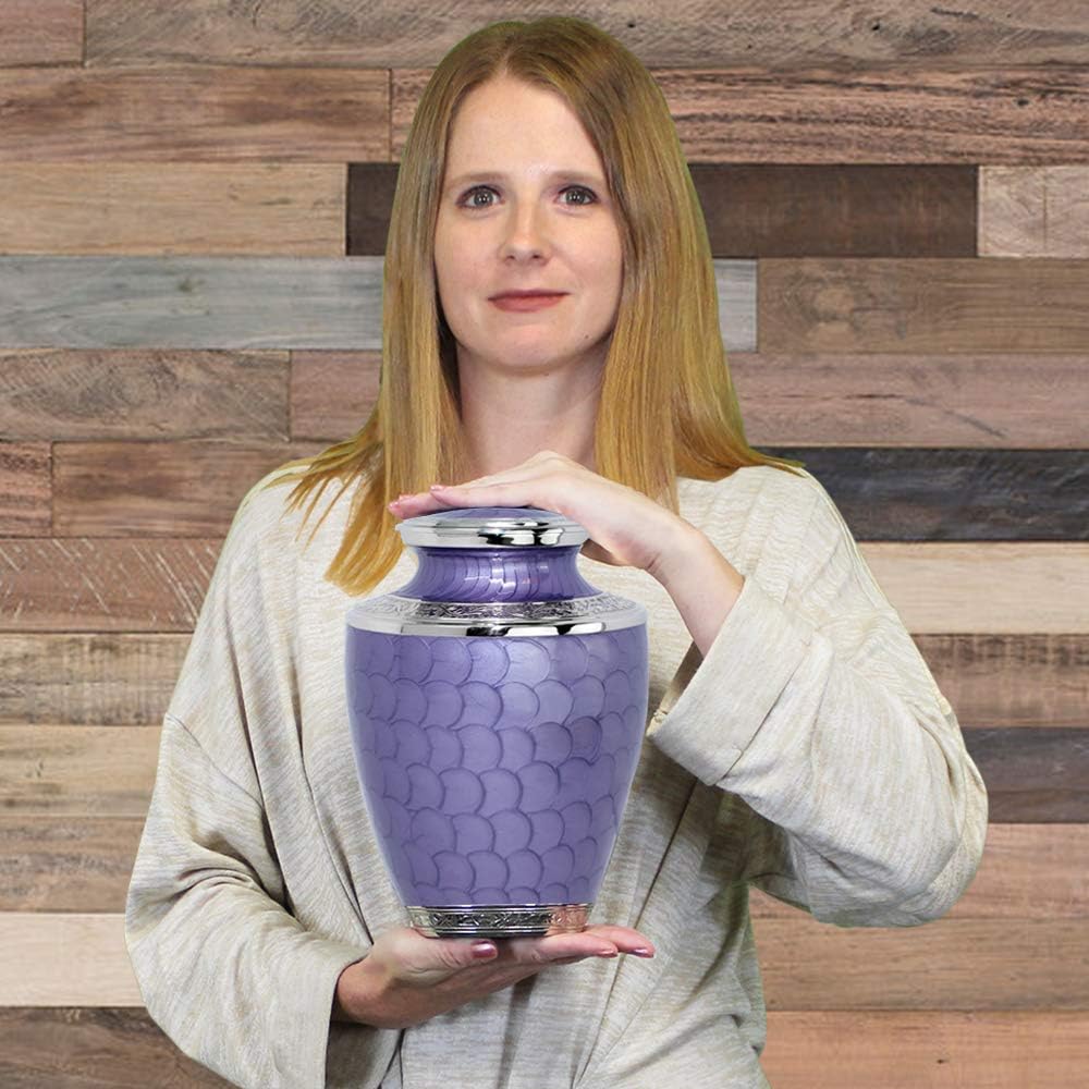 Eternal Peace Beautiful Lavender Adult Cremation Urn for Human Ashes - A Gorgeous Large Urn, Dazzling to See and Hold and Will Bring Comfort Every Time You See This Loving Urn - with Velvet Bag