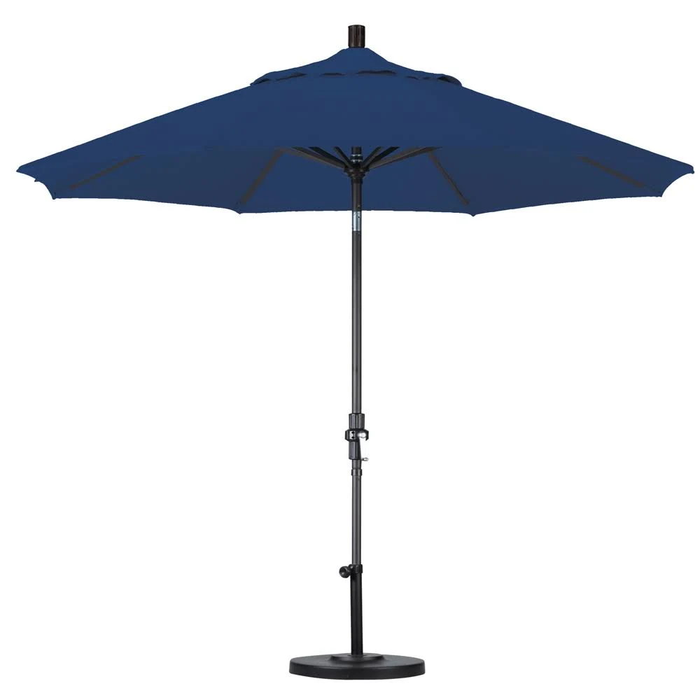 California Umbrella 9 Feet Aluminum Market Umbrella Collar Tilt - Matted Black/Pacifica/Sapphire
