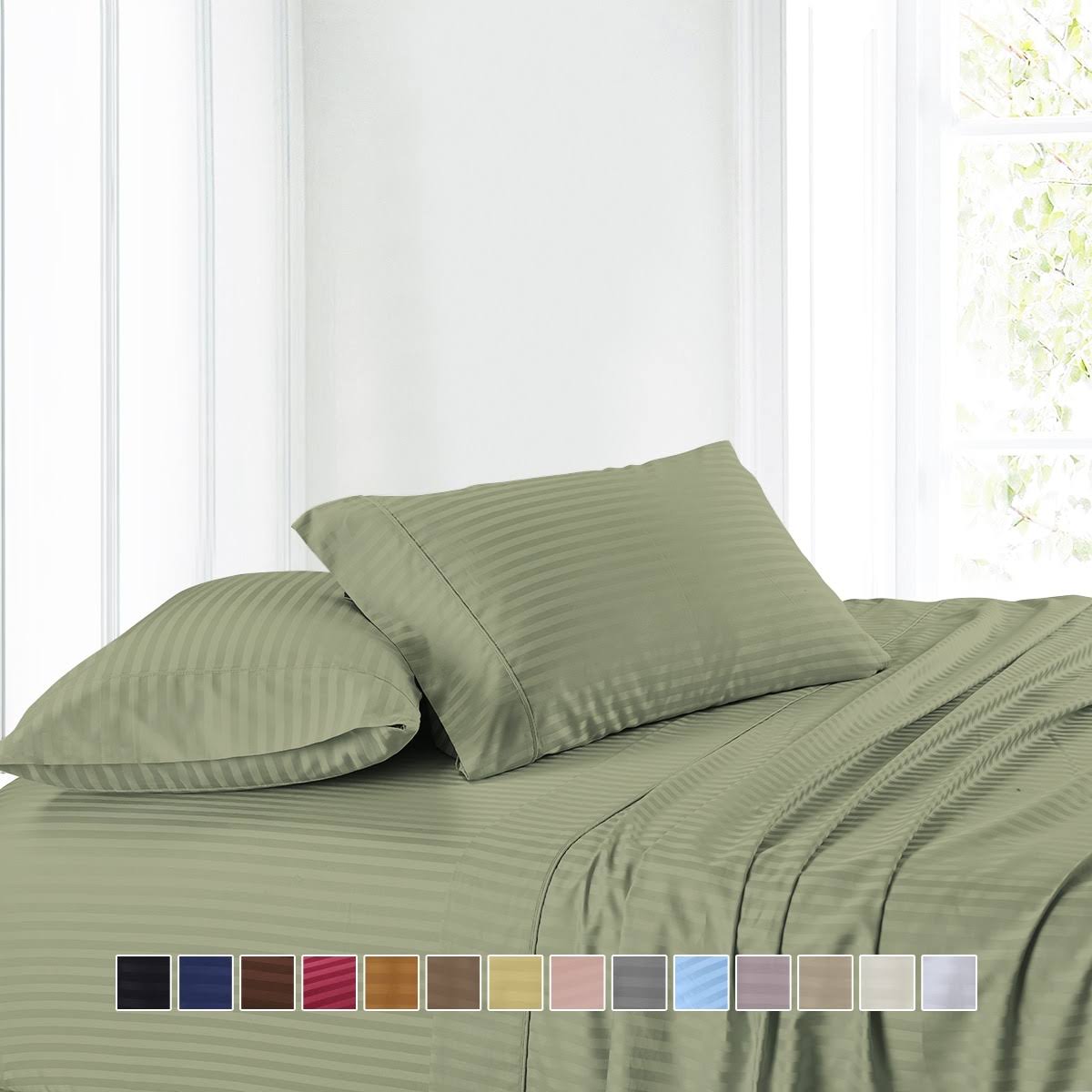 Waterbed Sheets Attached 300TC Striped Super Single Waterbed / White