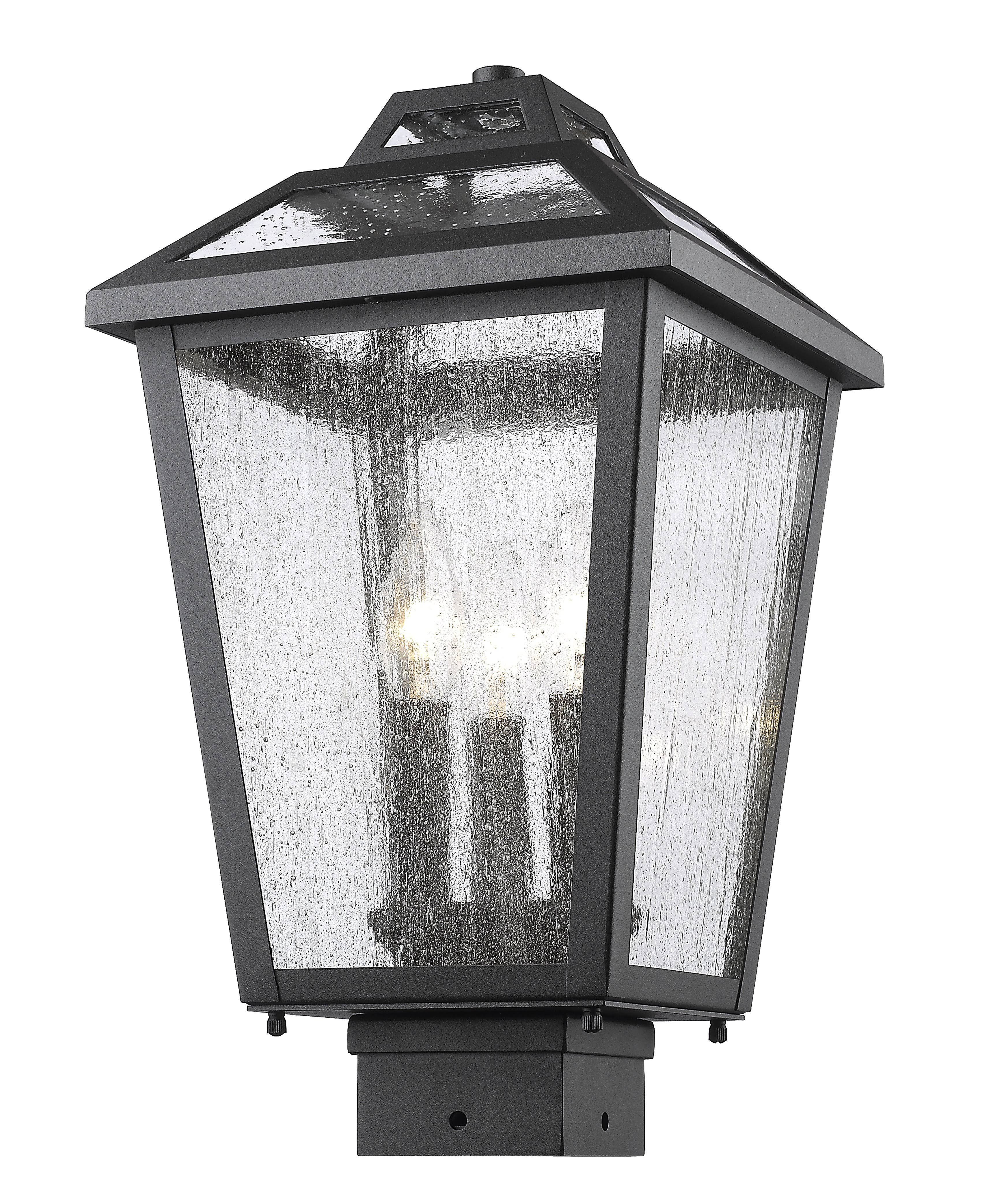 Z-Lite 539PHMS-BK Bayland 3 Light Outdoor Post Mount Light, Black