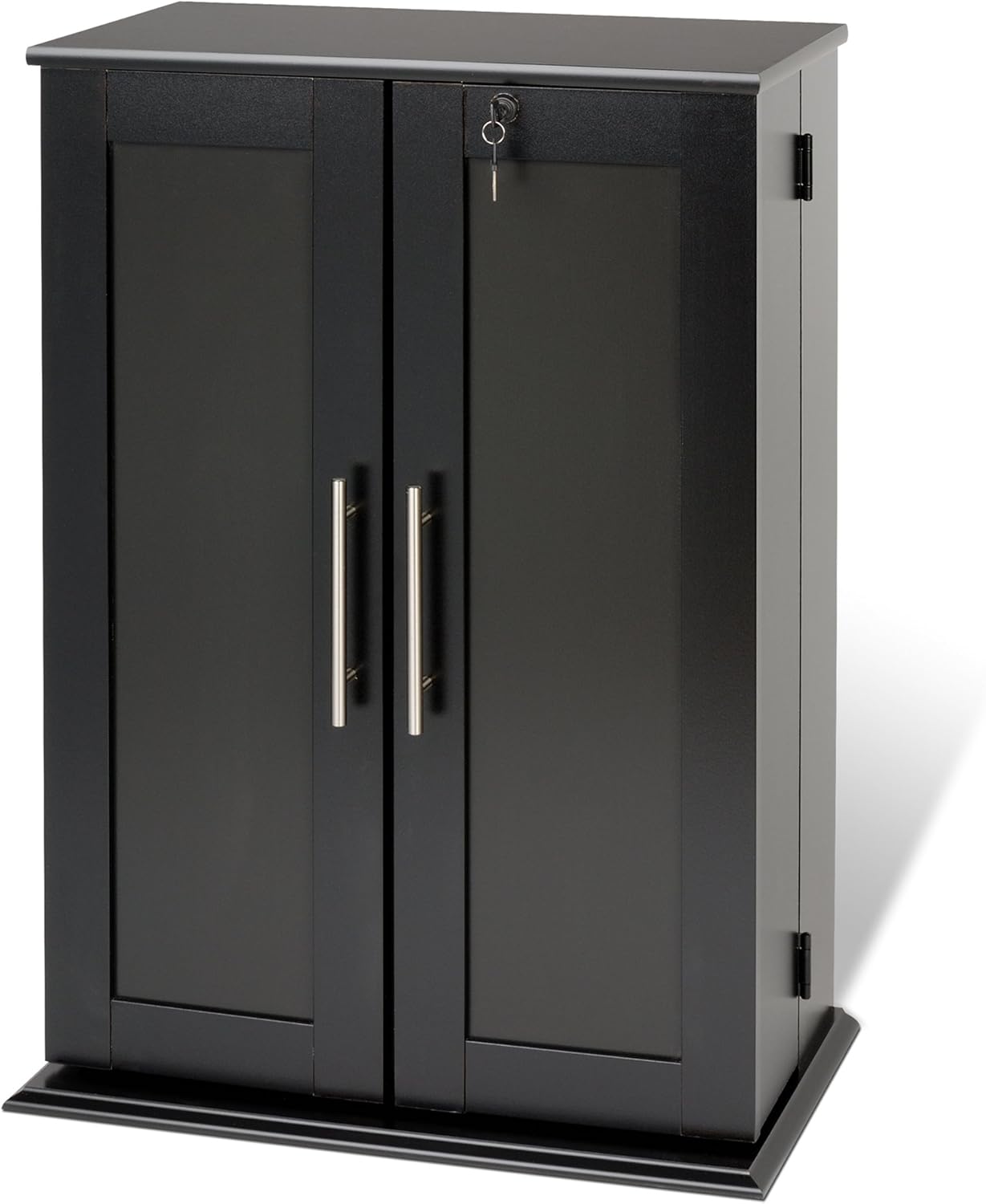 Prepac Locking Media Storage Cabinet with Shaker Doors Storage Cabinet, Black