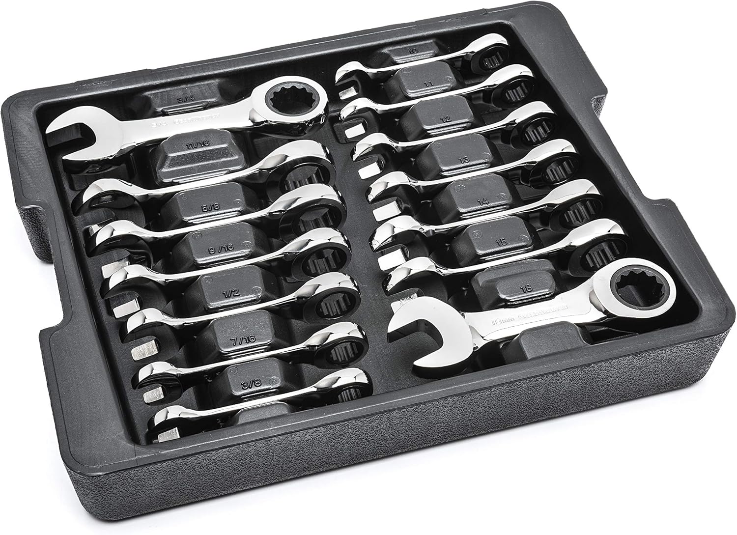 GEARWRENCH 14 Pc. 12 Point Stubby Ratcheting SAE/Metric Combination Wrench Set - 85206 Pack of 2