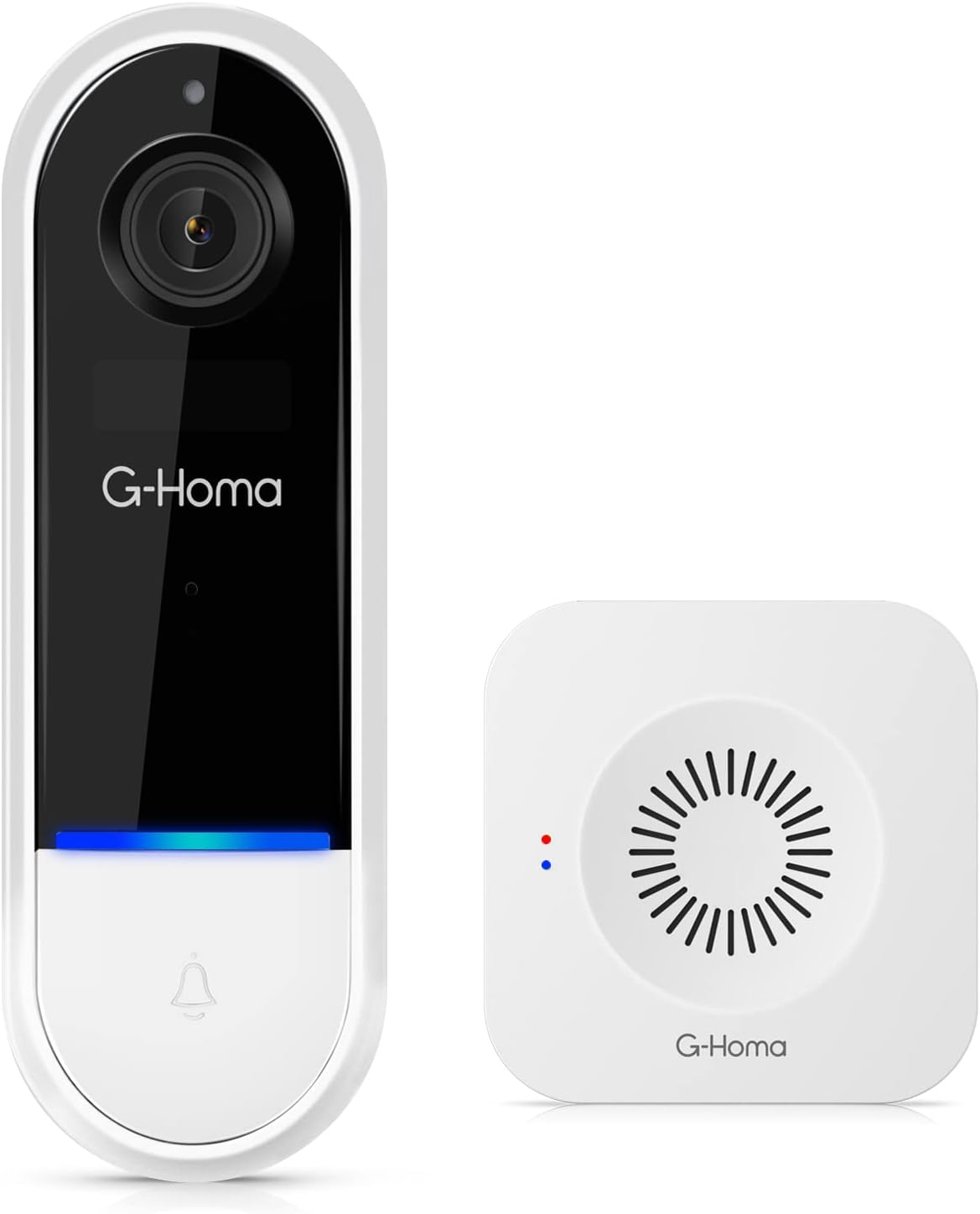 G-Homa Video Doorbell Camera Wireless Wi-Fi with Motion Detector,Long-Battery Life,1080p HD Night Vision,Human Detection,2-Way Audio,IP65 Waterproof,No Monthly Fee Pack of 2