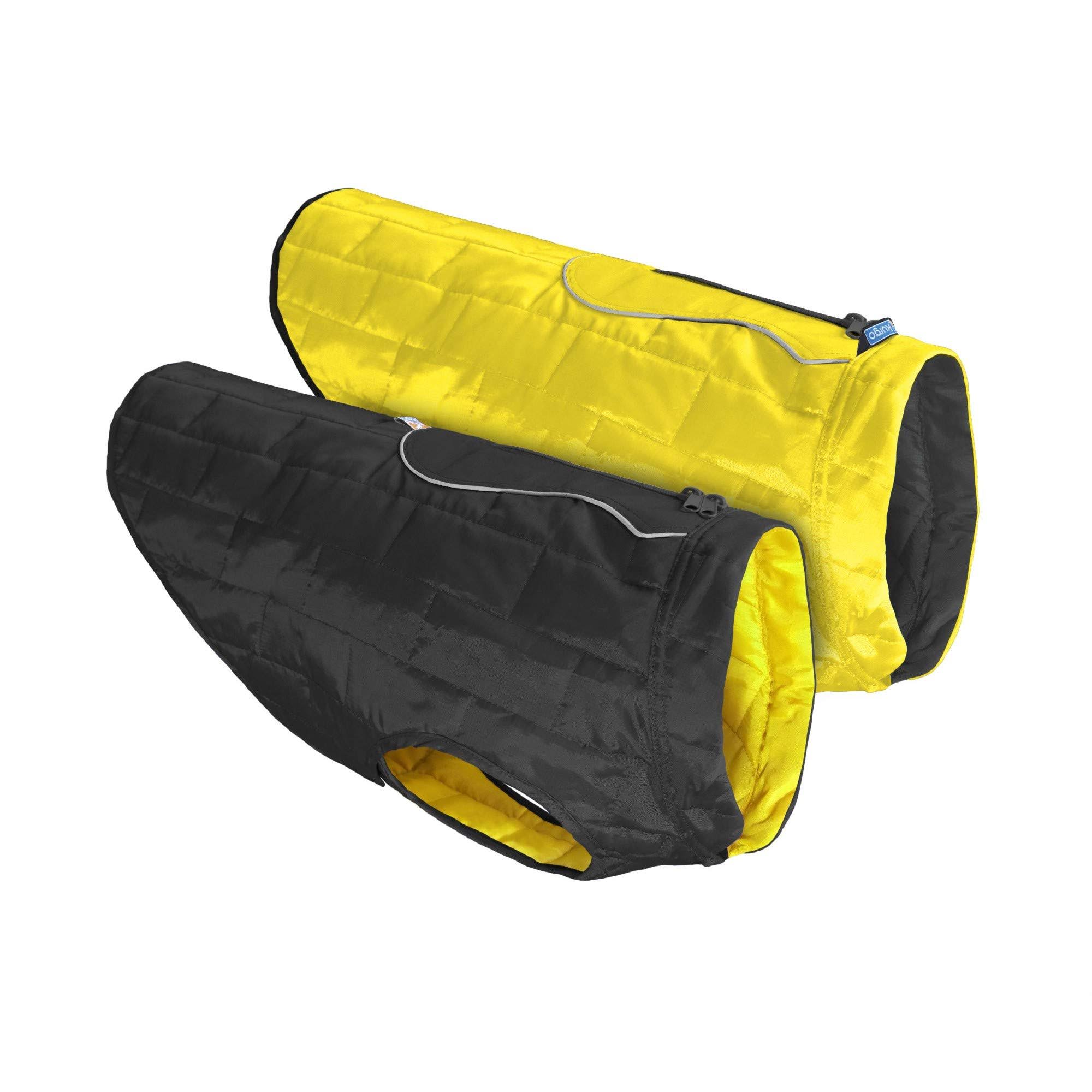 Kurgo Loft Reversible Dog Coat, Black/ Yellow, Medium