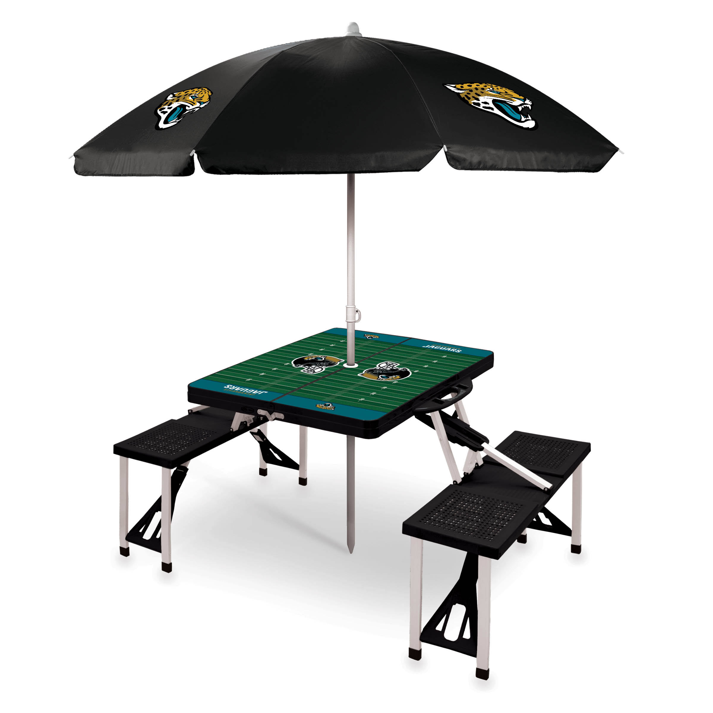 NFL Picnic Table with Umbrella - Jacksonville Jaguars - Black