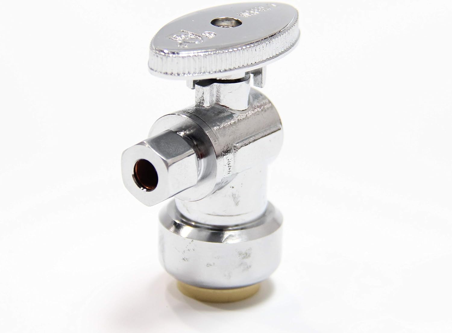 (Pack of 10) EFIELD Push Fit 1/4 Turn Angle Stop Valve Water Shut Off 1/2 Push x 3/8 Inch Compression Chrome with a Disconnect Clip Pack of 2