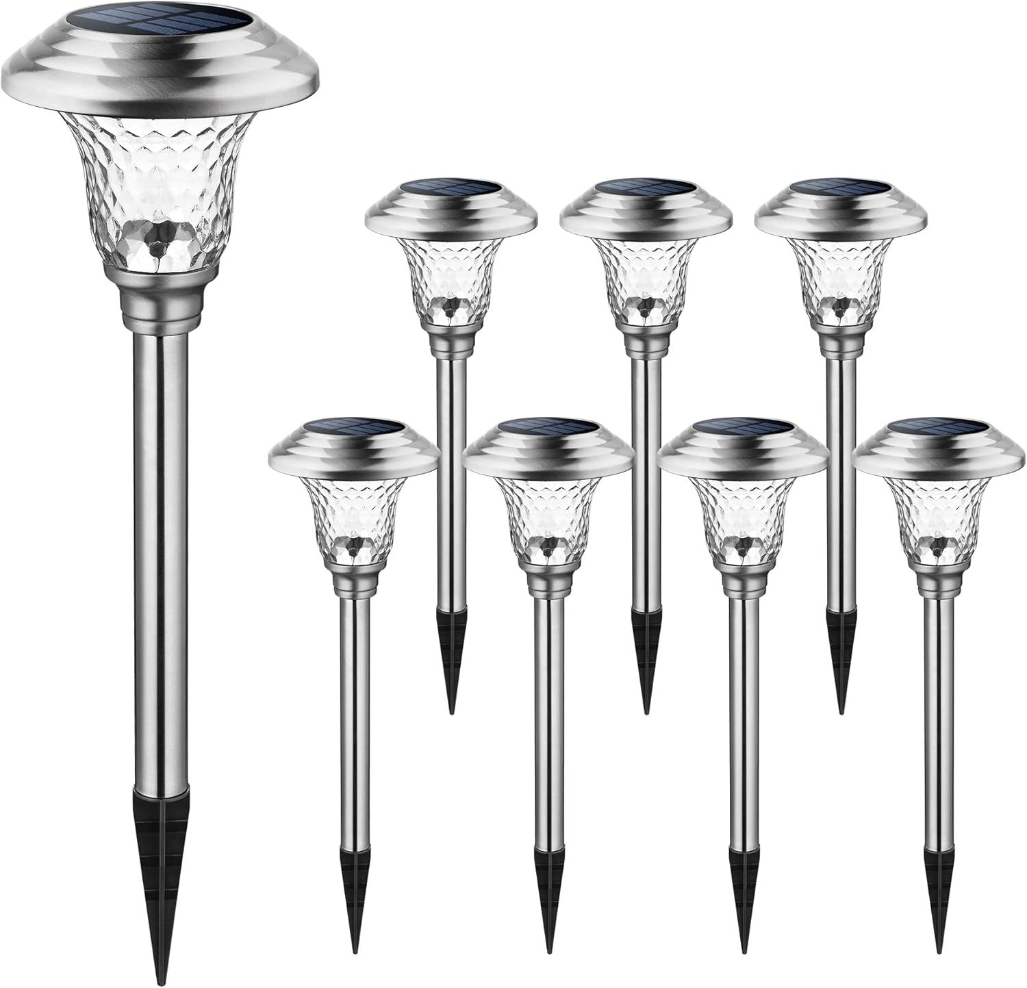 GIGALUMI 8 Pack Solar Pathway Lights, Solar Garden Lights Outdoor Warm White, Waterproof Led Path Lights for Yard, Patio, Landscape, Walkway (Brown)