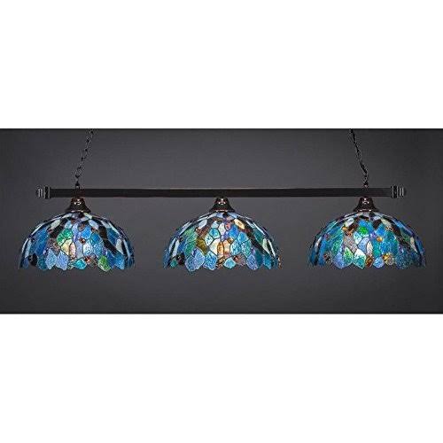 Toltec Lighting-803-BC-995-Square - Three Light Billiard with Glass, Black