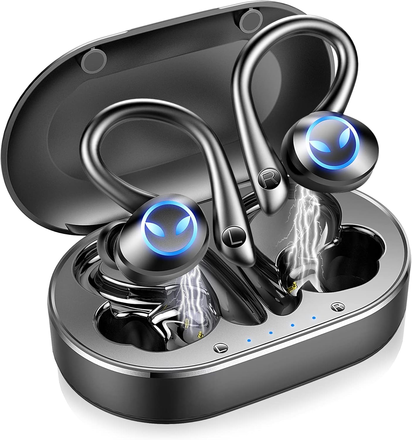 2022 Wireless Earbud Sports Bluetooth 5.1 Ear Buds in Ear Headphones with Earhooks, Wireless Earphones Over Ear with CVC8.0 Noise Cancelling Microphone, Deep Bass Waterproof IP7 Headset 42H Playtime Pack of 2