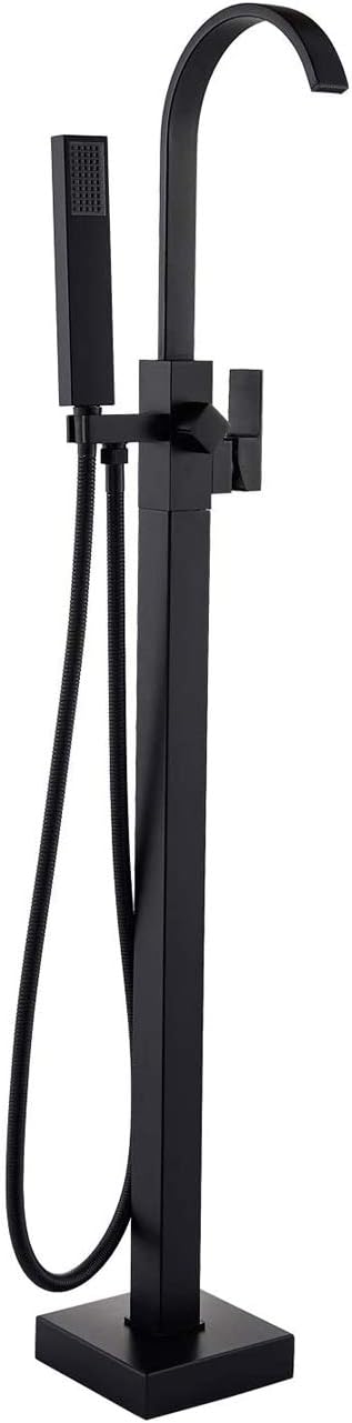 Rozin Freestanding Tub Faucet Bathtub Filler Black Floor Mounted Faucets Fillers with Hand Shower