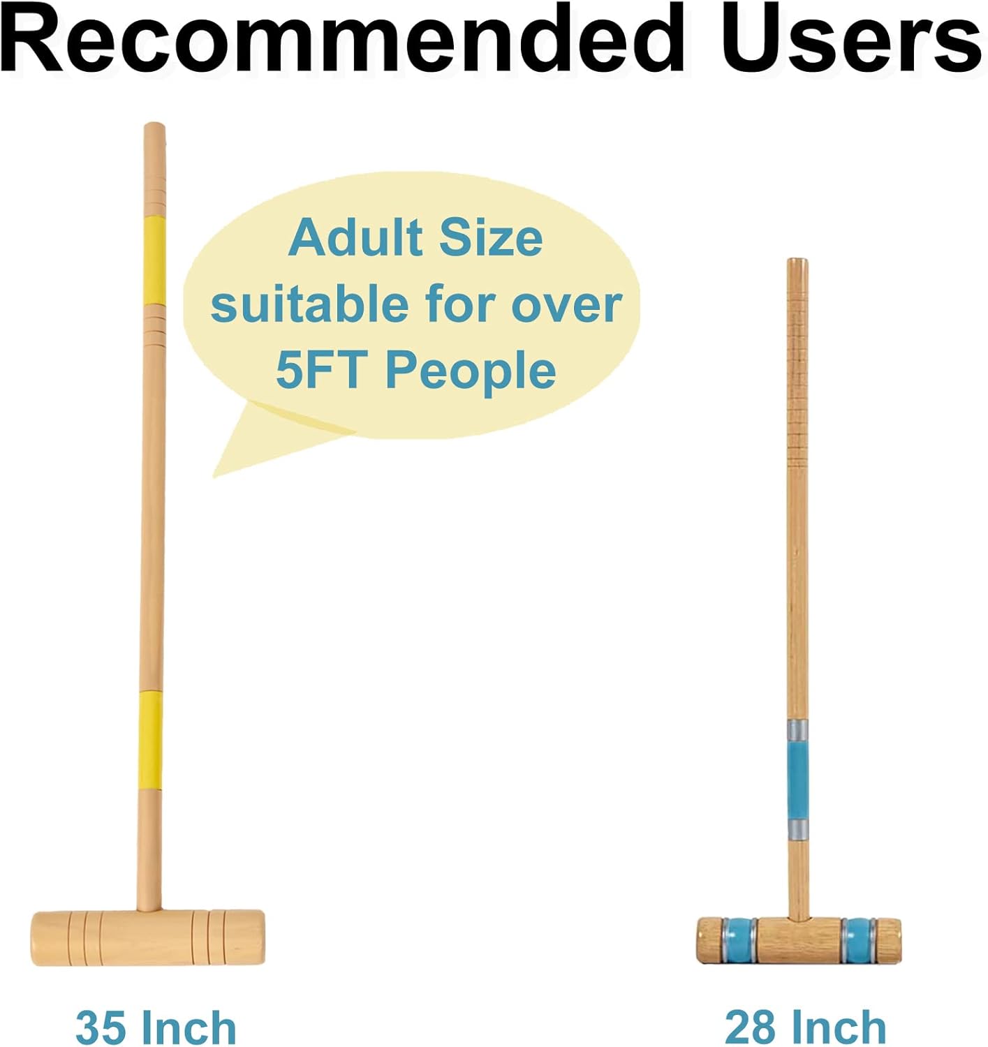 ApudArmis 35In Six Players Croquet Set with Deluxe Premiun Pine Wooden Mallets,Colored Ball,Wickets,Stakes - Lawn Backyard Game Set for Adults/Teens/Family (Large Carry Bag Including)