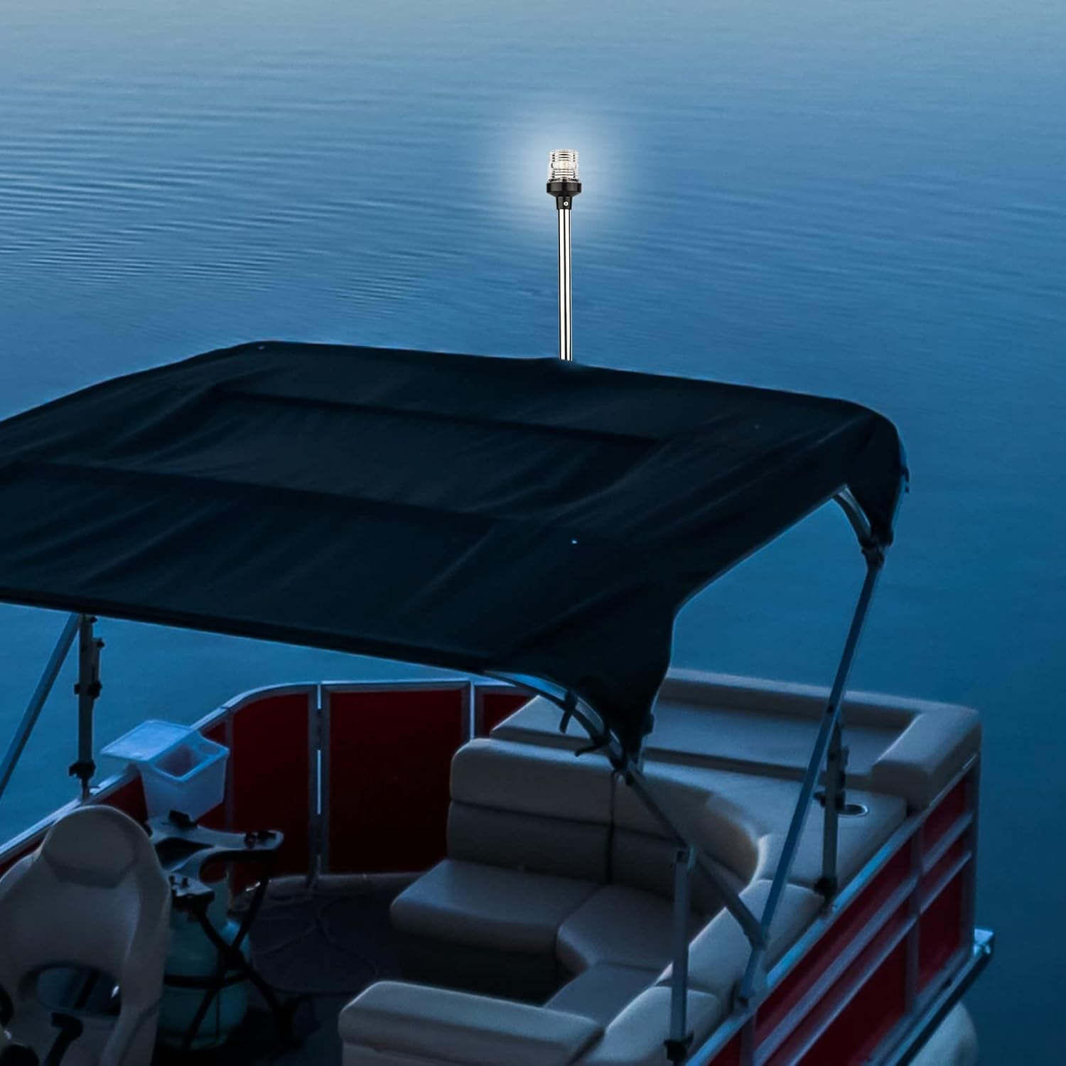 Anchor Light Bimini Light Stern Light All Round White LED USCG 3 NM Fold Down 10-24 Volt 16 Inch for Pontoon Pack of 2