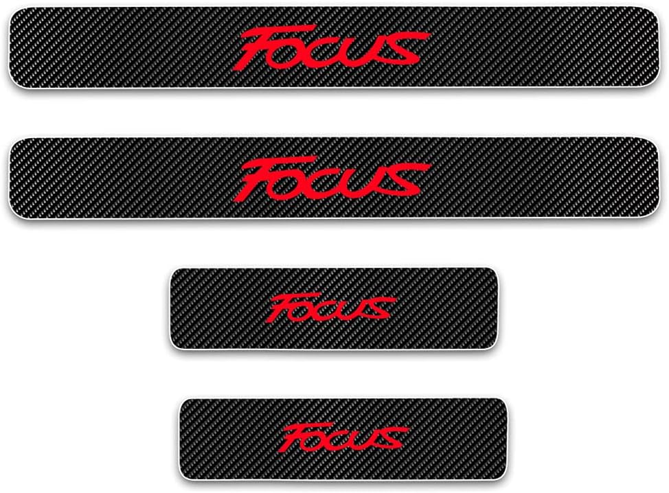 Car Door Sill Sticker for Ford Focus Carbon Fiber Vinyl Car Door Sills Decal Stickers Decoration Scuff Plate 4Pcs/Set (Red) Pack of 2