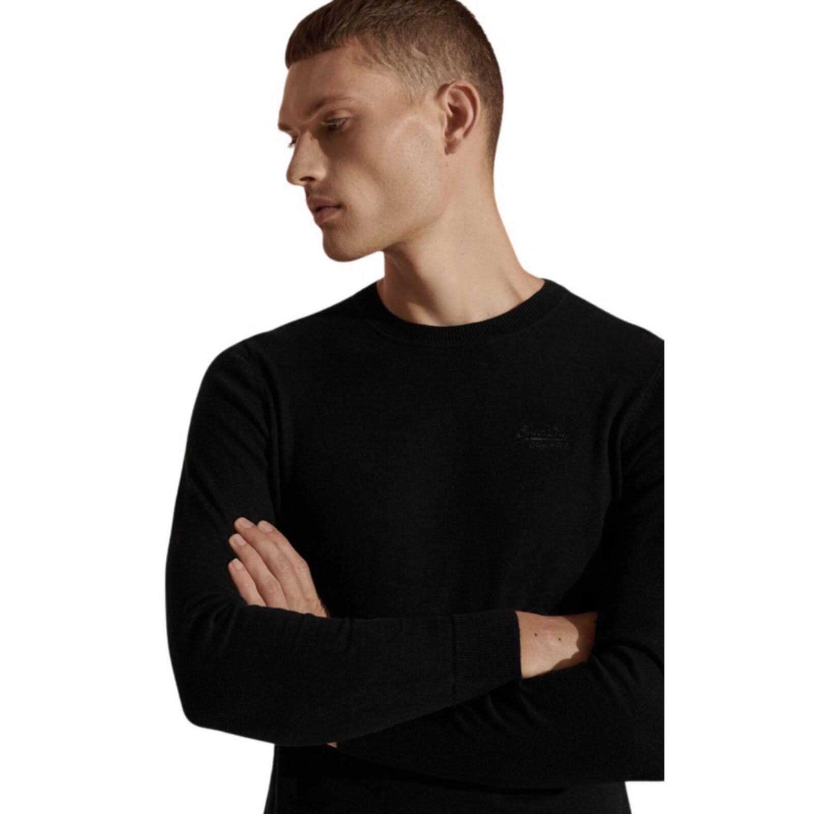 Superdry Crew Neck Orange Label Knit Jumper Black