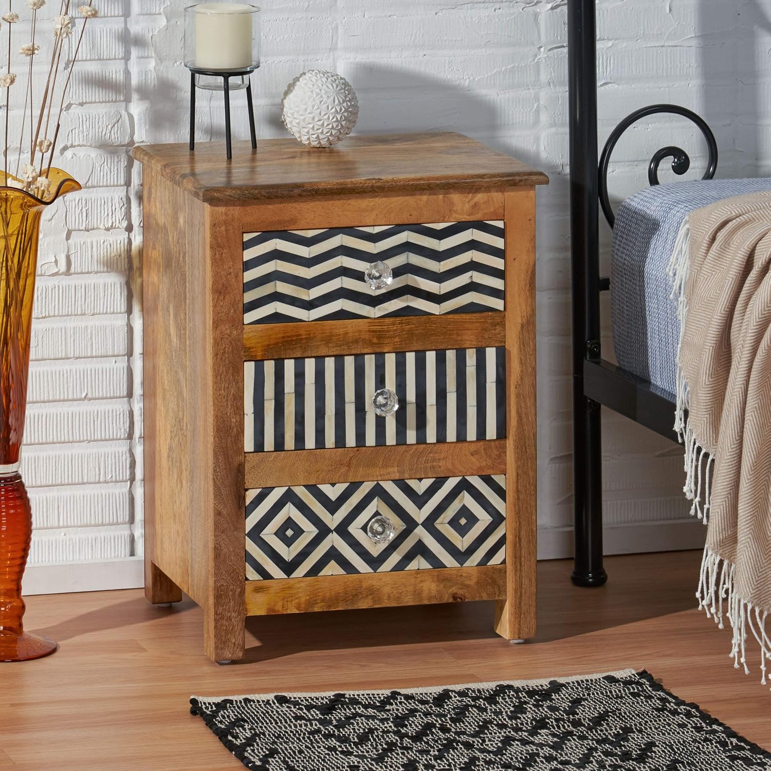 Christopher Knight Home 313645 NIGHTSTAND, Natural + Black