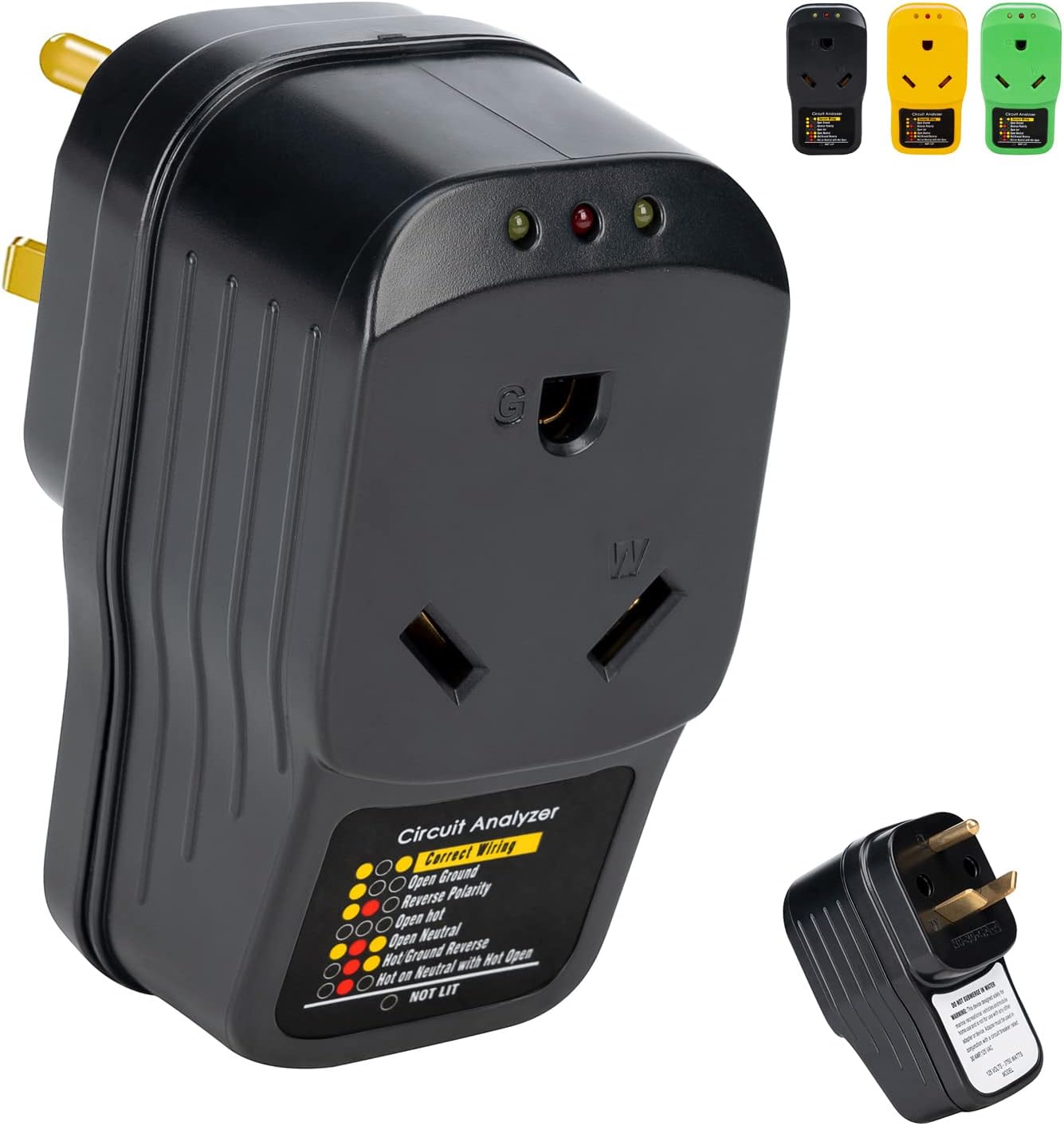 JHACM RV Surge Protector 30 Amp, Circuit Analyzer with LED Indicator Lights, 30 Amp Male to 30 Amp Female for RV Camper Trailer, Connection Circuit Analyzer 1050J (Black)