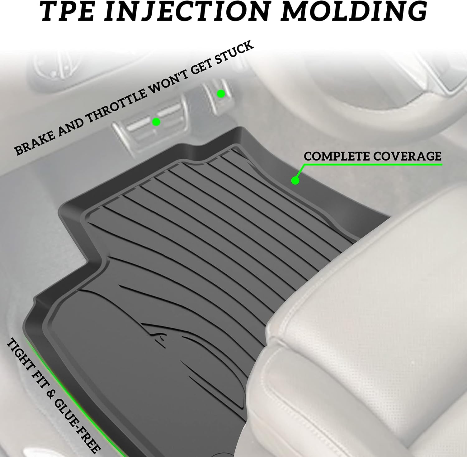 TPE Floor Mats for Porsche Macan, KEWISAUTO Black 2 Row Floor Liner Set All Weather Protection Slush Mats for Porsche Macan 2014-2021 Accessories (4PCS)