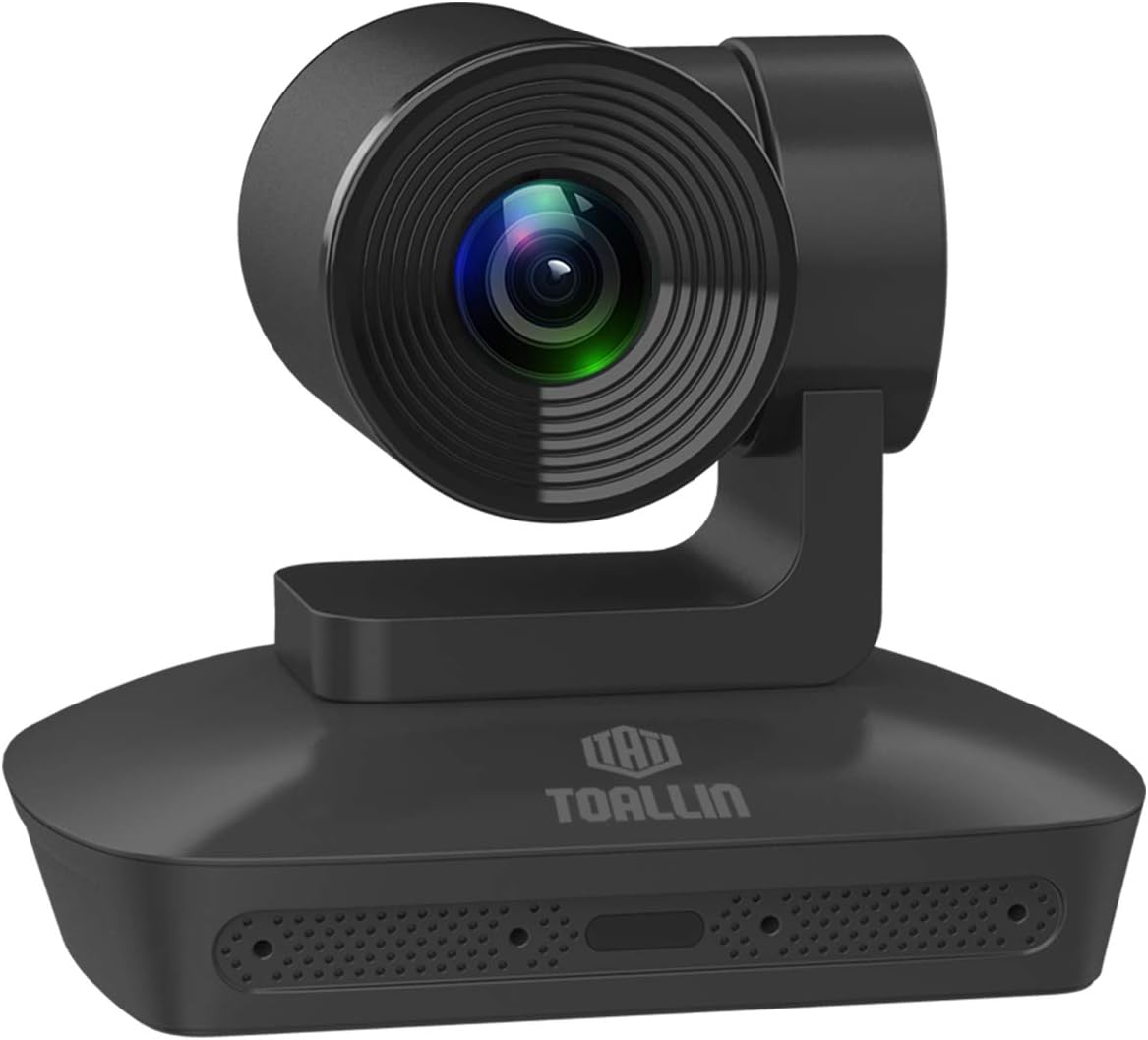 TOALLIN HD 1080P PTZ Webcam, Conference Room Camera with 4 Microphones Array, 10X Optical Zoom Video Conference Camera, Automatically Voice Tracking, USB Webcam for Business Meeting