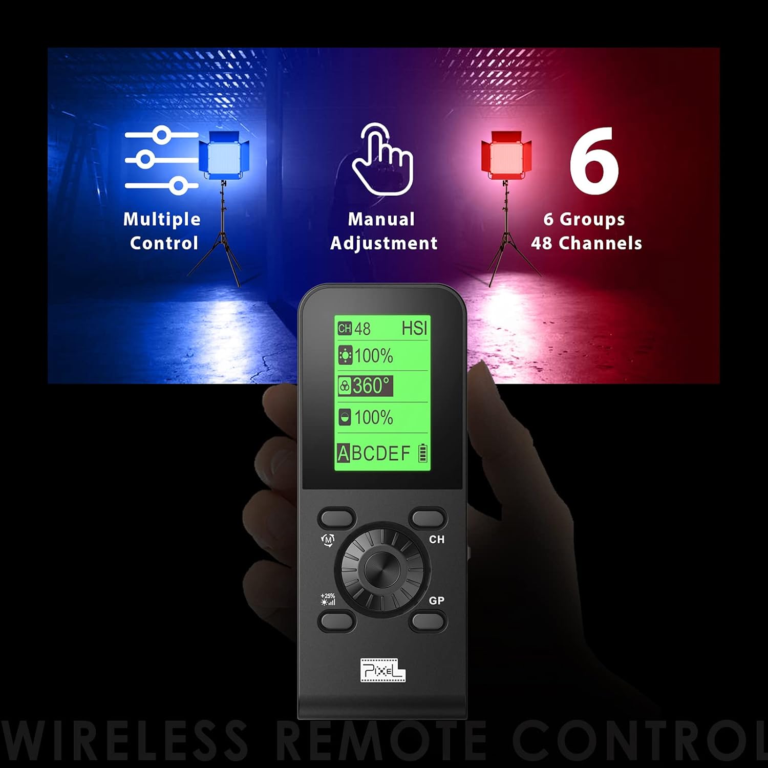 Pixel RGB Led Video Light with Remote Control, 3 Packs Pro Video Lighting Kit with Barn Door, 360° Full Color, 2600k-10000k, CRI 97 + for Photography, Portrait, Video Recording, Broadcasting, YouTube