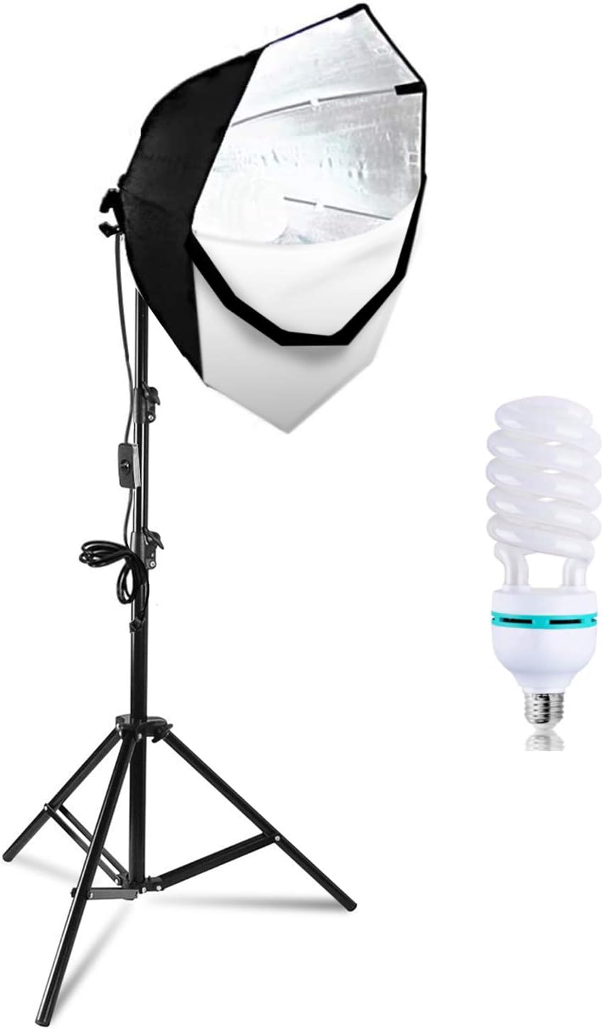 LimoStudio Photography Octagonal Soft Box Lighting Light Kit CFL 85W Bulb, Light Stand for Photo Studio Shooting, Size 26 Inch, AGG702 Pack of 2