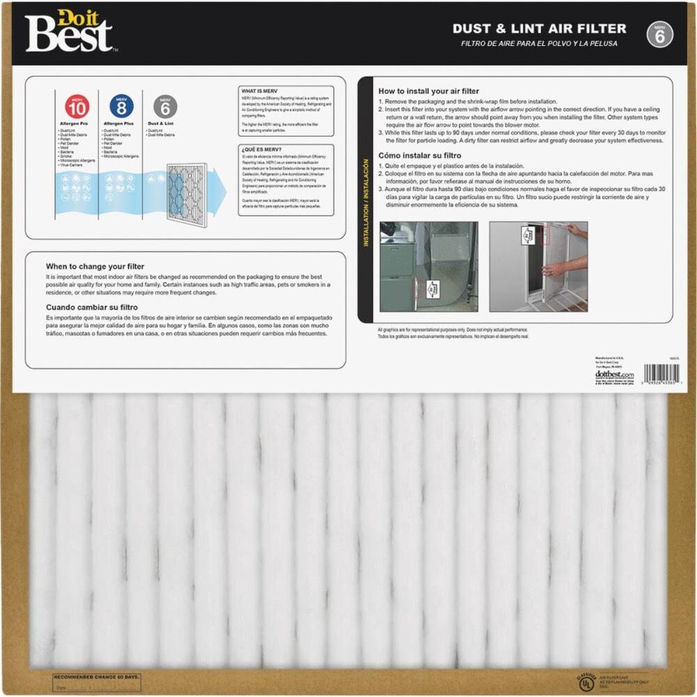 Do It Best Dust u0026 Lint Furnace Filter (Pack of 12)