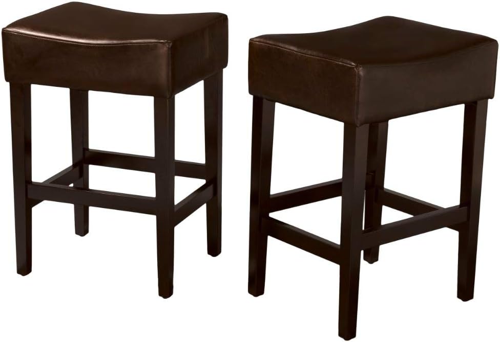 Christopher Knight Home Lopez Backless Leather Counter Stools, 2-Pcs Set, Brown