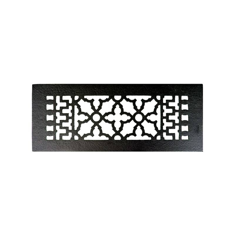 Acorn Cast Iron Air Register with Screws and Holes - 12x4in. (Black)
