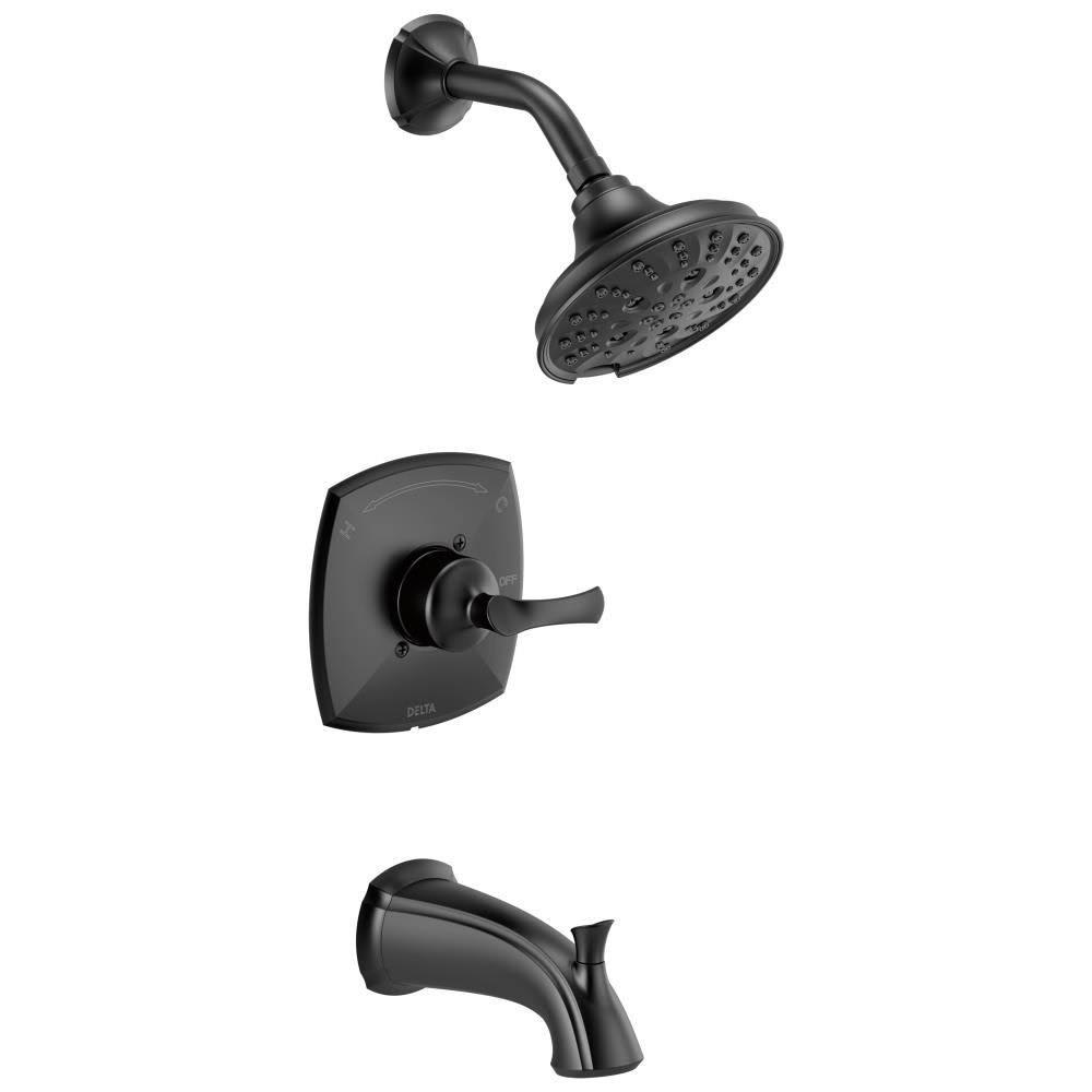 Delta Sandover Matte Black 1-Handle Bathtub and Shower Faucet | 144748-BL