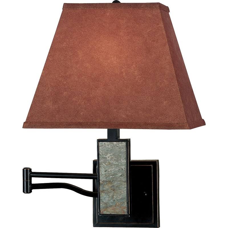 Kenroy Home Dakota Wall Swing Arm Lamp, Oil Rubbed Bronze Finish with Natural Slate Accents 20382SL