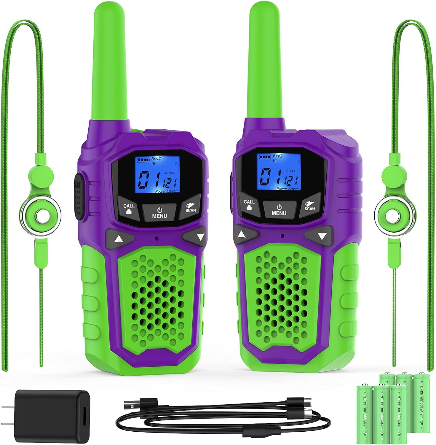 Walkie Talkie for Kids 2 Pack, Long Range Walkie-Talkie Toy for 3-12 Year Boys Girls Rechargeable Two Way Radio with NOAA Alert Handheld Gift for Kids Outdoor Adventures Hiking Hunting Camping