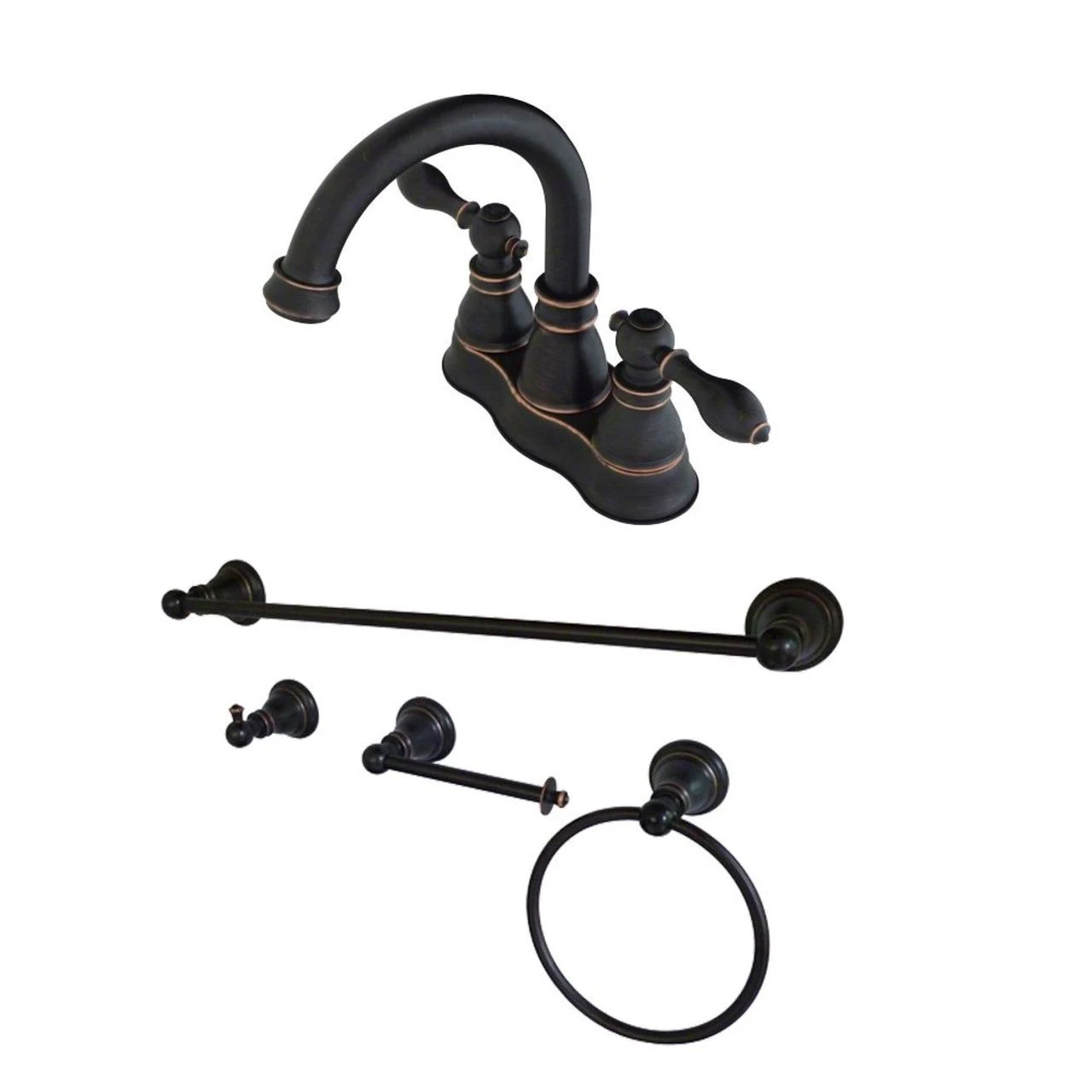 Kingston Brass FSK1616ACL 4 in. Fauceture American Classic Centerset Lavatory Faucet with Bathroom Naples Bronze