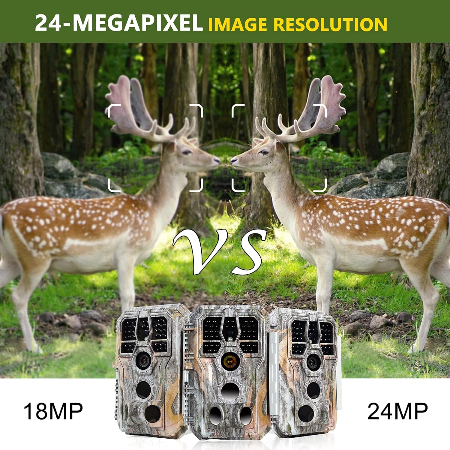 4-Pack Game & Trail Camera with Night Vision for Hunting 24MP 2304x1296P Wildlife Deer Cam Motion Activated No Glow Infrared IP66 Waterproof & Password Protected Photo & Video Model Time Lapse