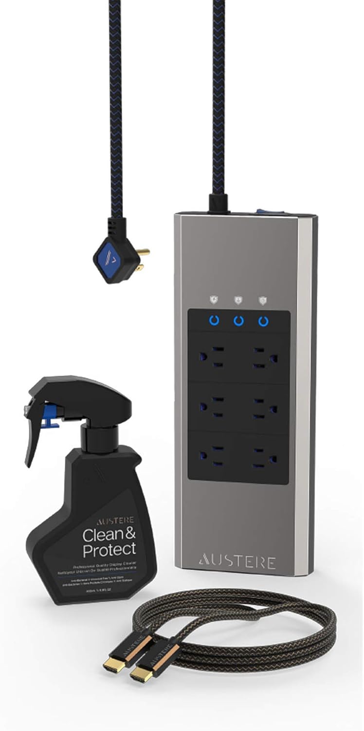 Austere V Series Collection | III Series 4K Active HDMI Cable 5.0m, V Series 6-Outlet Power, Clean & Protect