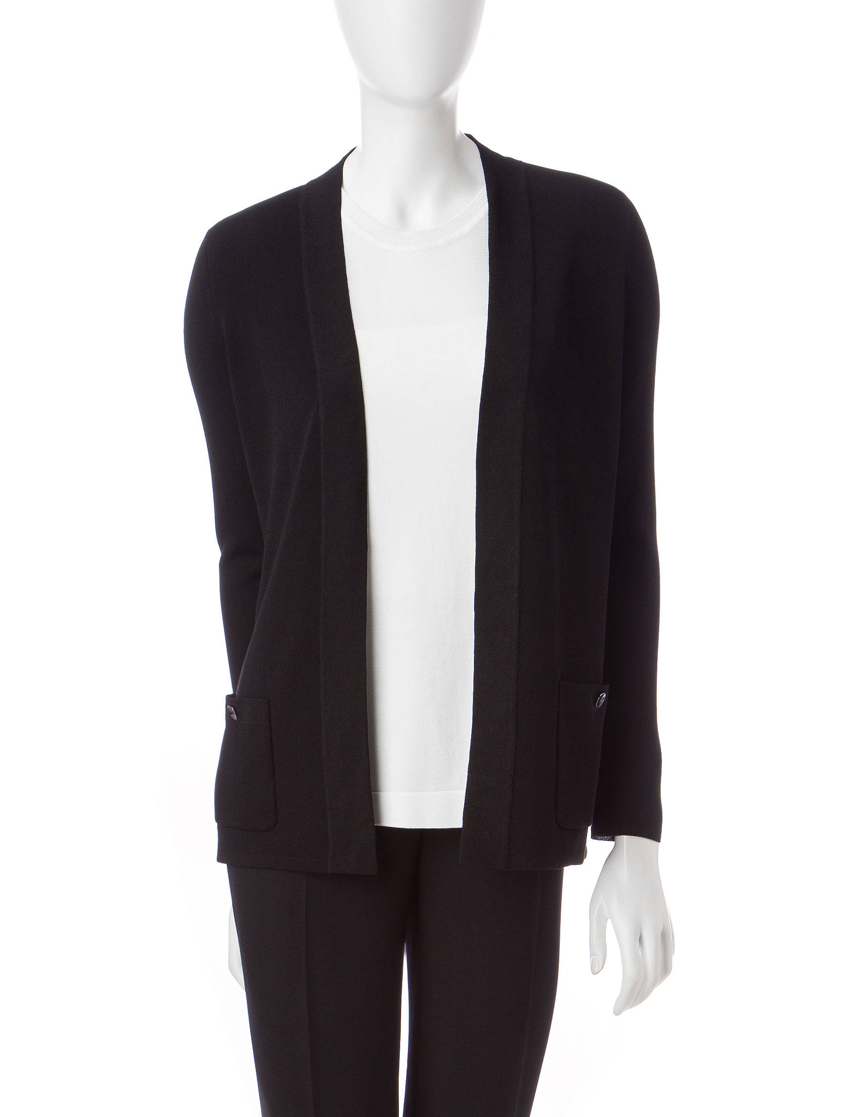 Anne Klein Open-Front Cardigan, Black