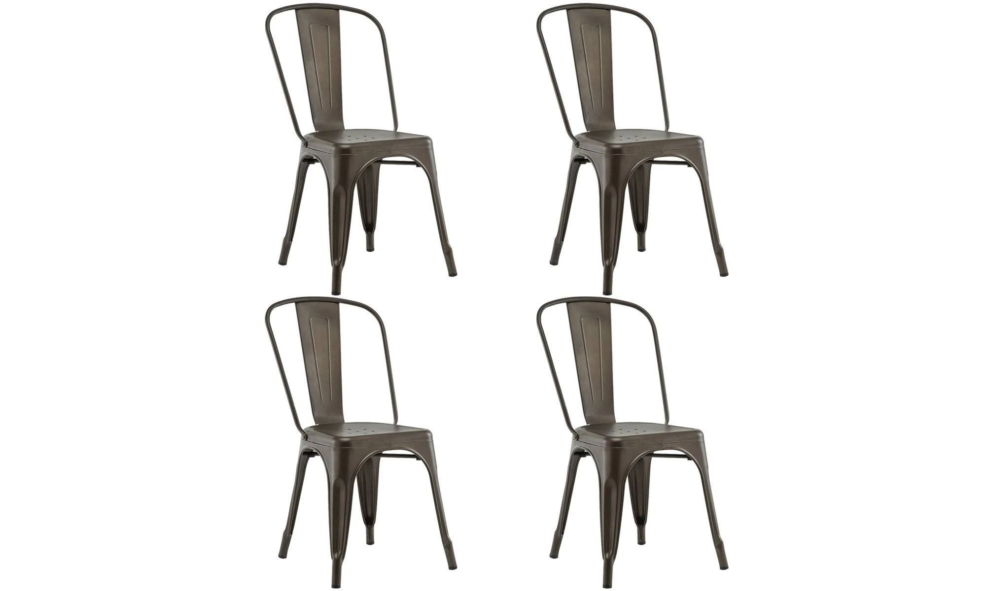 Costway Set of 4 Dining Side Chair Stackable Bistro Cafe Metal Stool Vintage Brown