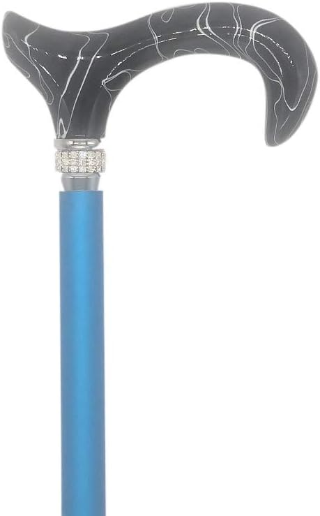 Classy Walking Canes CWC4170ROY Adjustable Rhinestone Cane - Turquoise Blue 31-38” Adjustable Height with Aluminum Shaft. Functional Grip Handle Pack of 2