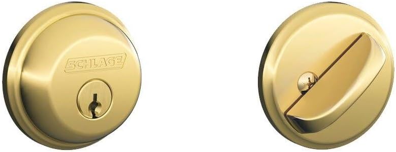 SCHLAGE Lock CO B60N505 Single Cylinder Deadbolt Door Lock, Bright Brass Pack of 2