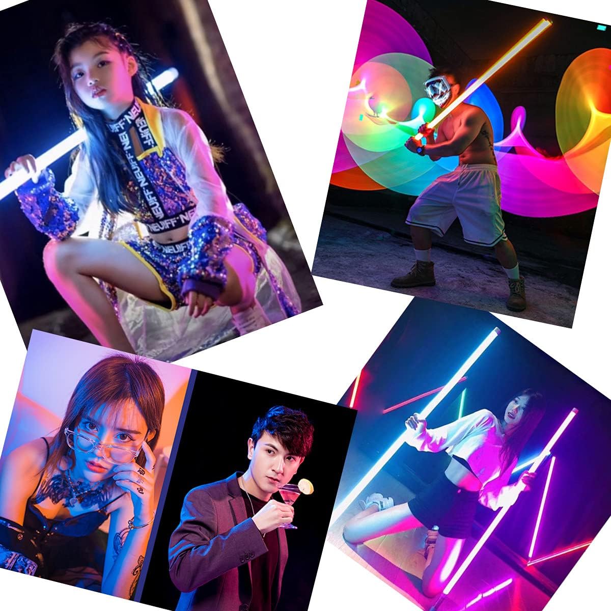 YUNKE 4 Pack Battery Powered LED Video Lights with Stands for Photography Lighting, Rechargeable and Remote Control Mood Creation for Studio Lighting, Dance Club and Filming