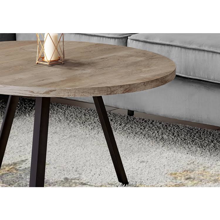 Monarch Specialties Black Taupe Round Coffee Table