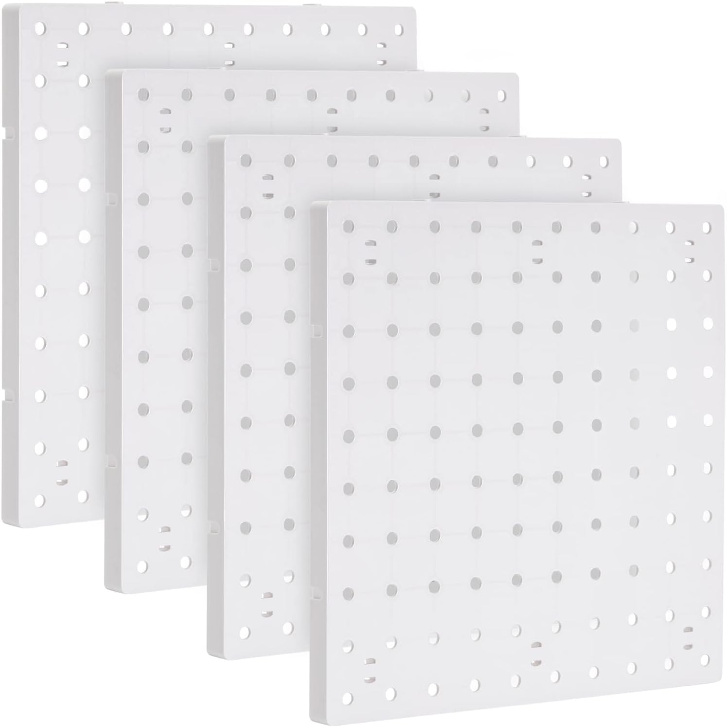 4 Pack Pegboard Wall Organizer for Jewelry, Cooking Utensils (10 x 10 in, White)