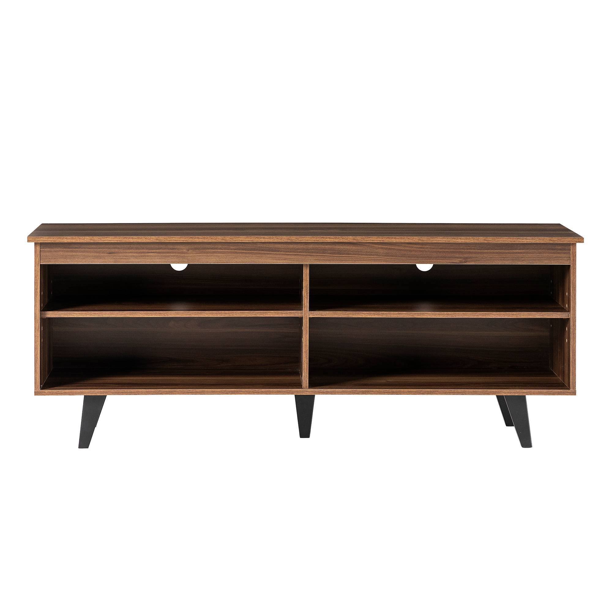 Juno Modern Contemporary Simple Wood Storage Console TV Stand for TVs Up to 65x22 Dark Walnut - Saracina Home