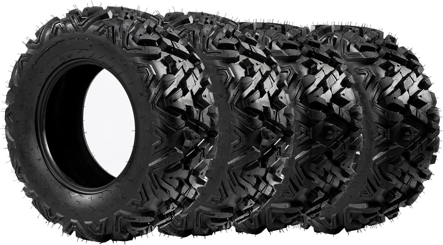 MOTOOS Set of 4 All Terrain ATV UTV Tires 25x8-12 Front & 25x10-12 Rear Sport Race Mud Kart Tires Tubeless 6 PR