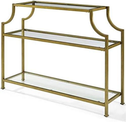 Allora Glass Top Accent Console Table in Antique Gold