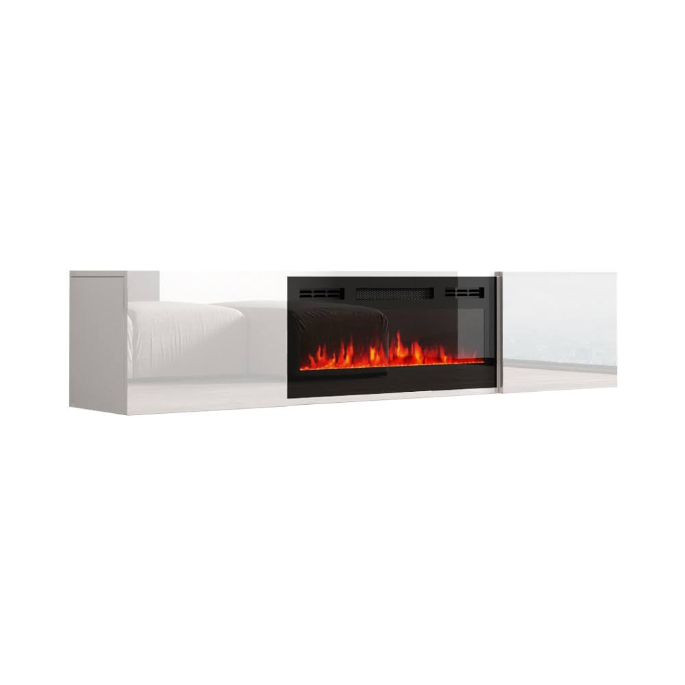 Cali EF Wall Mounted Electric Fireplace Modern 72x22 TV Stand - White