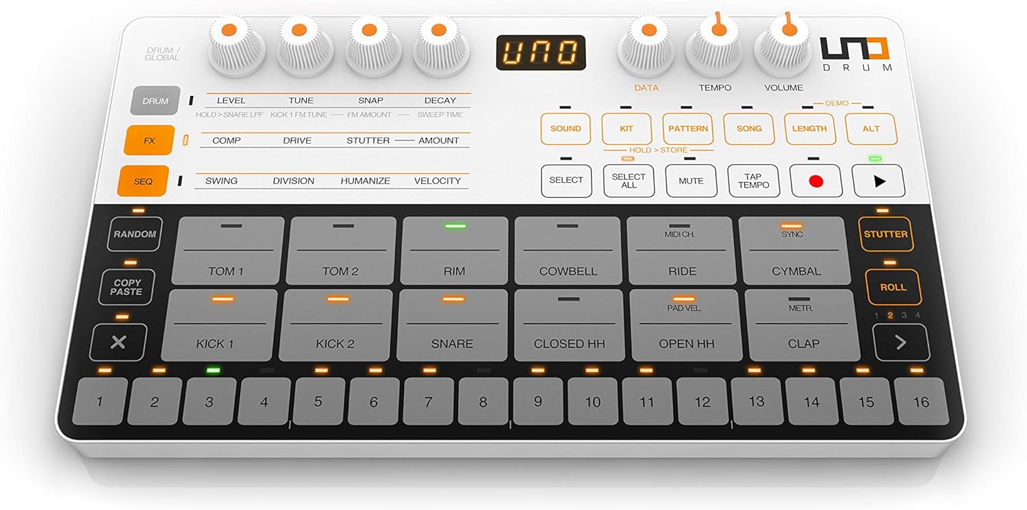 IK Multimedia UNO Drum Portable Analog/PCM Drum Machine (IP-UNO-DRUM-IN)